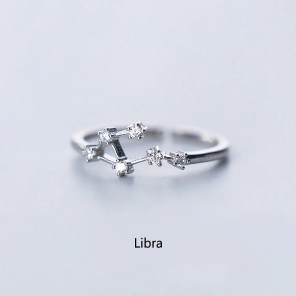 Jewelry - 925 Sterling Silver Zodiac Resizable Ring-Libra